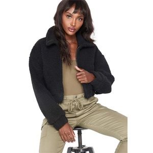 Urban Heritage Cropped Black Teddy Jacket S